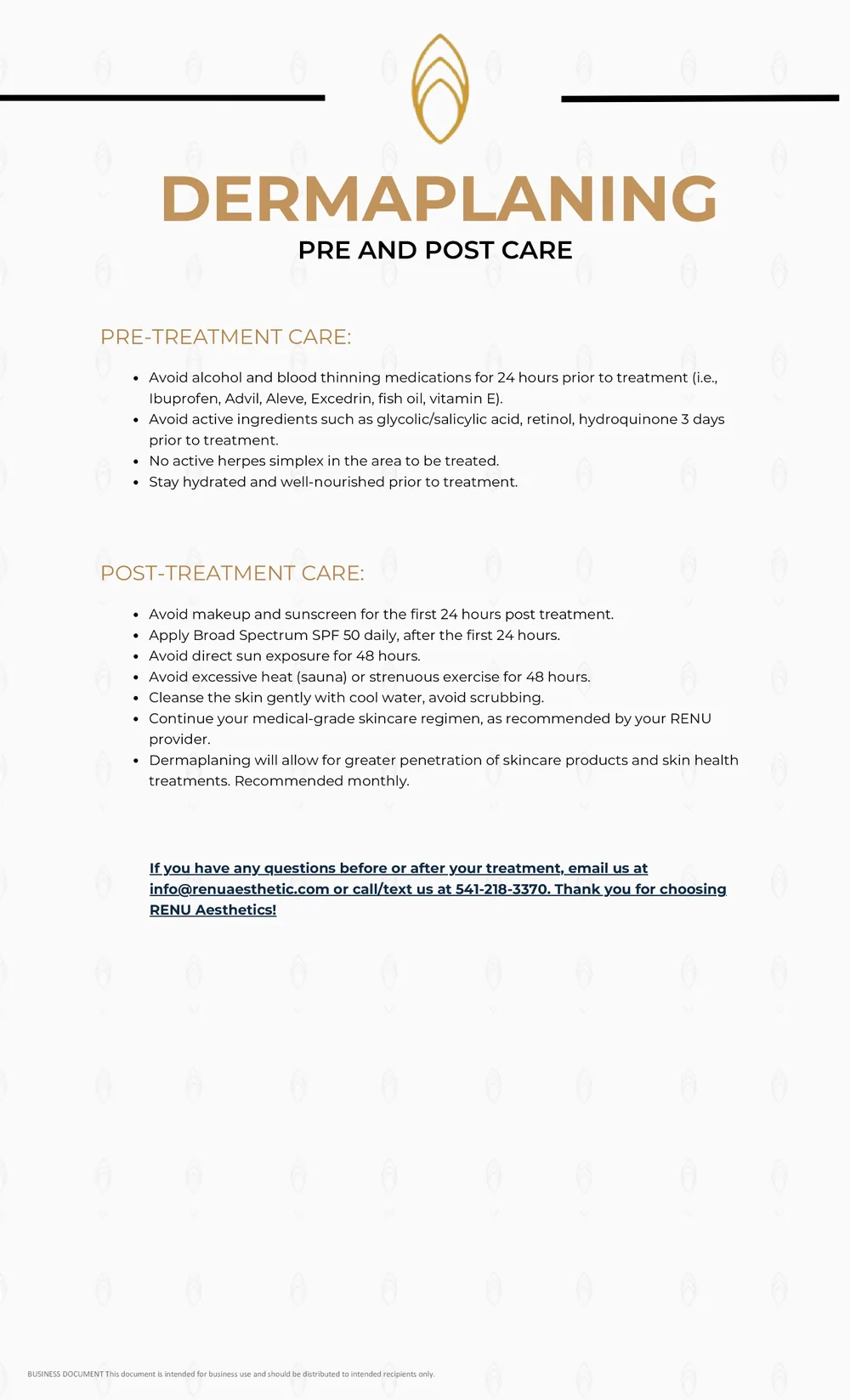 Dermaplaning Pre and Post Care