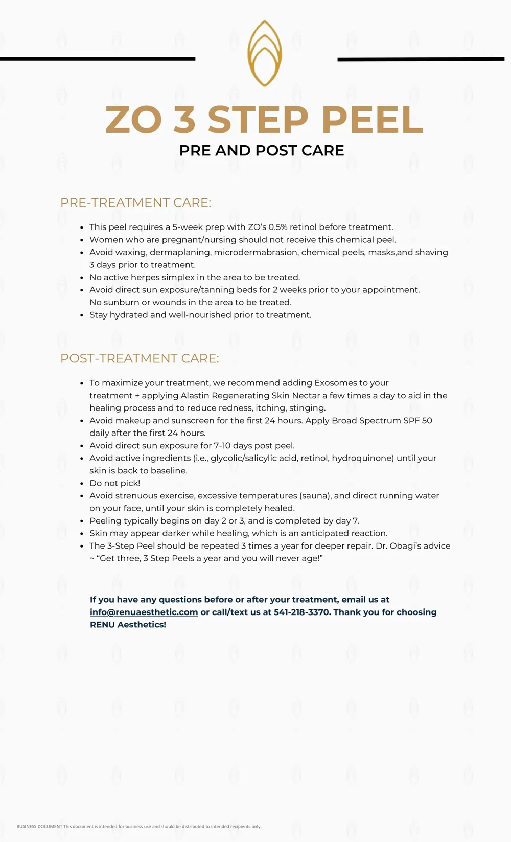 ZO 3 Step Peel Pre and Post Care